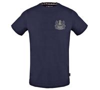 Aquascutum Mens Stitched Aldis Logo Navy Blue T-Shirt Cotton - Size Small