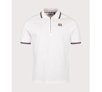 Aquascutum Mens Stretch Piquet Quarter Zip Polo Shirt - Colour: 02 Old White - Size: Medium
