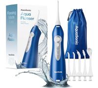 AquaSonic Aqua Flosser - Cordless Rechargeable Water Flosser for Teeth - Waterproof, Portable Oral Irrigator for Dental Cleaning with 5 Jet Tips - Braces Home Travel