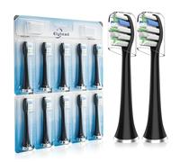 AquaSonic BlackSeries Pro/Vibe Duo Pro Electric Toothbrush Replacement Heads, Medium Bristles, Black, 10 Pack