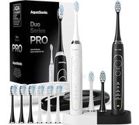 AquaSonic Duo Series PRO - Ultra-Whitening Electric Toothbrush Set - 5 Modes & Smart Timers - Premium Travel Cases & 10 Proflex Brush Heads - ADA Accepted Toothbrushes