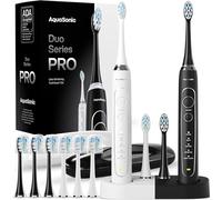 AquaSonic Duo Series PRO - Ultra-Whitening Electric Toothbrush Set - 5 Modes & Smart Timers - Premium Travel Cases & 10 Proflex Brush Heads - ADA Accepted Toothbrushes