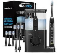 AquaSonic - Home Dental Center PRO | Brushing & Flossing Made Easy, Electric Toothbrush & Water Flosser, Power Toothbrush & Flosser - Whiter Teeth & Healthier Gums | Black Series Pro+Oral Irrigator