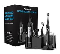 AquaSonic Home Dental Center Rechargeable Power Toothbrush & Smart Water Flosser - Complete Family Oral Care System - 10 Attachments and Tips Inc