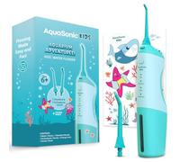 AquaSonic Kids' Water Flosser for Ages 6+ | Standard Nozzle, Orthodontic Nozzle & Waterproof Stickers | 4 Flossing Modes | Aquarium Adventures Theme