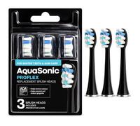 AquaSonic Proflex Replacement Brush Heads | ADA Accepted | for Whiter Teeth & Gum Care | Compatible with Many AquaSonic Toothbrush Handles (3 Pack Black)