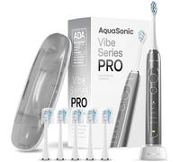 Aquasonic Vibe Series PRO - Ultra-Whitening Electric Toothbrush - 5 Modes & Smart Timers - Premium Travel Case & 6 Proflex Brush Heads - ADA Accepted Toothbrush (Charcoal Metallic)