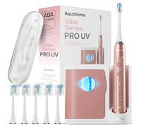 Aquasonic Vibe Series PRO - Ultra-Whitening Power Toothbrush - 5 Modes & Smart Timers - UV Sanitizing Base - ADA Accepted (Rose Gold)