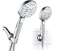 AquaSpa High Pressure 6-Setting Luxury Handheld Shower Head - Extra Long 6 Foot Stainless Steel Hose - Anti Clog Jets - - Includes Extra Wall Bracket