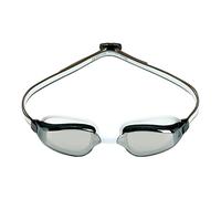 Aquasphere Fastlane Adult Swimming Goggles - Active Everyday Training, Patented Strap System with Adjustable Nose Bridge | Unisex Adult, Silver Titanium-Mirrored Lens, White/Gray Frame (EP2990910LMS)