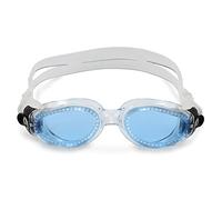 Aquasphere Kaiman Adult Swimming Goggles - The Original Curved Lens Goggle, Comfort & Fit for the Active Swimmer | Unisex Adult, Blue Tinted Lens, Transparent/Transparent Frame