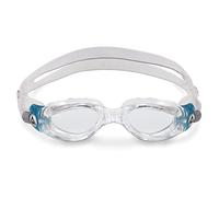 Aquasphere Kaiman Compact Unisex Adult Swim Goggles - Comfortable leak-free Vision for Smaller Faces, UVA & UVB Protectio, Easily Adjustable Buckles - Clear Lens, Transparent/Blue Frame