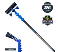 Equip2clean Aquaspray Venom Hybrid Waterfed Window Cleaning Pole | 50% Carbon/50% Fiberglass | 25ft | Anti-Spin Clamp Technology | 5-Section Telescopic | Professional Window Cleaning Equipment