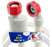Aquastop Dishwasher and Washing Machine Hose 2m with Straight and Angled Safety Valve Ø 3/4" Max 90°C - Made in EU - Warranty 10 Years - MONTERAL