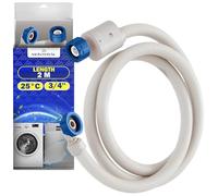 Aquastop Inlet Hose Washing Machine and Dishwasher 2m with Straight and Angled Safety Valve Ø 3/4" Max 25°C - Made in EU - Warranty 10 Years - MONTERAL