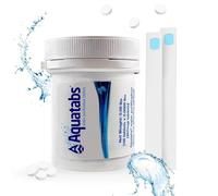 Aquatabs Water Filter Tablet for Beverage - 100 Tablets + 2 Chlorine Test Strips - Water Filter Starter Kit - For Boats and RV Tanks - by Aquamarine Water Solutions