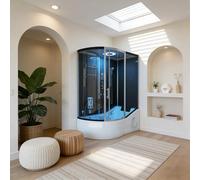 AquaTech Steam Shower Cabin with Whirlpool, 1700 x 900 cm, Tempered Glass, Sliding Door, Modern Freestanding Spa Cubicle (Left)