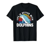 Aquatic Animals Dolphin Lover Life is Better with Dolphins Value Graphic T-Shirt, Men, Black, XL