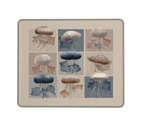 Aquatic Jellyfish Themed Mouse Pad, Cool Blue Creatures Art Stitched Edge Mousepad, Non-Slip Washable Gaming Mouse Pad for Home and Office Computer, Laptop Square 8x10 Inch