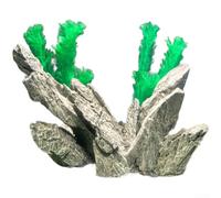 Aquatic Landscape for Rock 36cm Lightweight Stable Design Aquatic(9918) | Lifelike stream stone texture, 36cm length, realistic green , safe for all fish species, enhances tank aesthetics