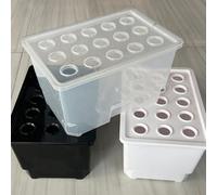 Aquatic Plant Box for Home Use with 15 Holes and Clear Structure to Facilitate Root Inspection and Nutrient Management (White)