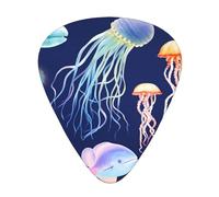 Aquatic Sea Animal 12 Pack Guitar Plectrums With Storage Case, 0.46/0.71/0.96mm, Including Thin, Medium Thick Guitar Plectrums For Electric Guitars Bass Ukulele