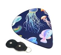 Aquatic Sea Animal 6 Pack Guitar Picks With Holder, Personalized Guitar Plectrums Non-Slip Portable Ukulele Bass Picks 0.96mm For Acoustic Guitar Lovers Gifts