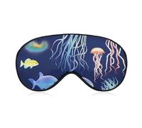 Aquatic Sea Animal Eye Mask, Side Sleeping Mask Light Blindfold Sleeping Mask Nose Pad and Elastic Band for Children Women and Men
