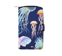 Aquatic Sea Animal Leather Wallet,Multiple Card Slots Clip,Multi-Functional Slim Billfold For Men Women
