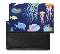 Aquatic Sea Animal Passport Cover Protector Rfid Blocking Passport Holder Id Card Holder Secure Travel Wallet Organizer for Passport Tickets Credit Cards, style, One Size