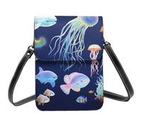 Aquatic Sea Animal Small Crossbody Bags For Women Cell Phone Purse Pu Leather Wallet Bag With Shoulder Strap
