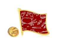 Aquatic Seafood Food Human Beings Golden Metal Flag Lapel Pin Badge