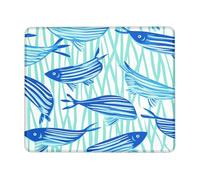 Aquatic Stripe Fish Design Mouse Pad, Blue Green Ocean Inspired Non-Slip Mousepad, Perfect for Summer Decor in Home & Office Square 8x10 Inch