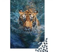 Aquatic Tiger Portrait 1000 Piece Jigsaw Puzzle for Adults, 70x50cm/1000pcs, Quiet Home Activity, Focused Puzzle Time And Time at Home