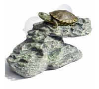Aquatic Turtle Basking Platform, Resin Basking Rock with Suction Cups for Aquarium Wall, Floating Turtle Dock for Small Turtles