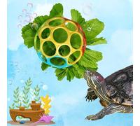 Aquatic Turtle Feeder Treat Ball Toys, Turtle Feeder Ball, Aquatic Tortoise Enrichment Toys, Aquarium Toy for Turtles, Aquarium Accessories, Tortoise Habitat Accessories (Yellow, 3.7'')