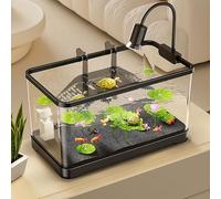 Aquatic Turtle Tank,Aquatic Terrarium With Filter And Light, Turtle Tank Starter Kit, Reptile Habitat With Hanging Basking Platform For Turtles,Crabs,Shrimps And Small Reptiles.(Large)