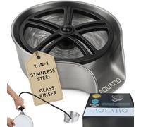 AquatiQ 2 in1 Glass Rinser for Kitchen Sink - Stainless Steel Cup Cleaner - Counter Top Bottle Washer - Kitchen Sink Accessories - Attachements - Sink Sprayer (Nickel)