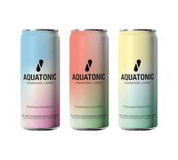 Aquatonic Functional Water | Electrolyte Hydration Drink | Vitamins + Hyaluronic Acid | 6-24 Can Multipack | Mixed & Flavour Options (12 Pack, Blueberry Raspberry)