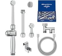 Aquaus RinseWorks - 360 Premium Hand-Held Bidet - Now w/Brass Sprayer - NSF Certified - 2 Back Flows - 3 Year Warranty - Dual Pressure Controls - Ceramic Disk Seals - 3 Spray Heads & 5'' Extension