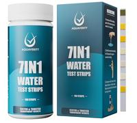 AQUAVERITY Hot Tub Test Strips 7 in 1, 100 Pool and Spa Testing Strips | Ideal for Monitoring Total Alkalinity, Hardness, Free Chlorine, Bromine, pH, Cyanuric Acid, and Total Chlorine Test Strips