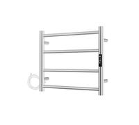 AQUAWORLD Stainless Steel 304 Electric Towel Warmer Heated Towel Rail with Built-in Timer for Bathroom Wall Mounted Bath Towel Heater Hardwired Electric Heated Towel Rack Polished Chrome 520mm x 600mm