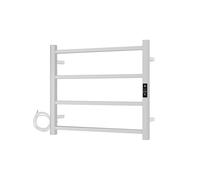 AQUAWORLD Stainless Steel 304 Square Electric Towel Warmer Heated Towel Rail with Built-in Timer for Bathroom Wall Mounted Hardwired Bath Towel Heater Polished Chrome 520mm x 533mm