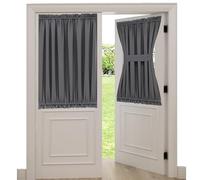 Aquazolax Blackout Rod Pockets Window Curtain Back Door Side Panels for Privacy - 54W x 40L Blackout Window Treatment Curtains Drapery for French Door - 1 Panel, Grey