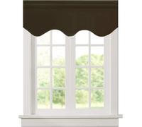 Aquazolax Blackout Window Valance Curtains for Living Room, Rod Pocket Scalloped Small Curtain Valances for Kitchen Bathroom, 52" W x 18" L, Toffee Brown, 1 Panel