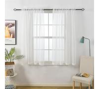 Aquazolax Net Door Curtains Blackout Drapes 2 Panels Pair Set for Living Room Windows with Adjustable Tieback, 54" Wide 72" Drop/ 137x183cm, White Voile