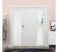 Aquazolax Privacy Curtains for Side Lights Window White Linen French Door Curtain Panels Semi Sheer Door Curtains Window Treatment for Front Entry Door, 1 Panel, W30 x L72 Inches