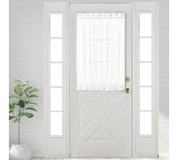 Aquazolax Rod Pocket Thin Sheer French Door Curtain Panel Elegant Solid Voile Pure White Drapery Panel 25" x 40" for Glass Door - 1 Piece