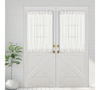 Aquazolax Sheer Door Window Curtain Panel 2 Panels Set, Elegant Rod Pocket Transparent Sheer Voile Panels 25x40 Inch for French Doors Windows with Tieback - White
