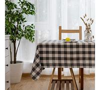 Aquazolax Square Table Cloth Cover - Weights Textured Cotton Fabric Gingham Checkered Small Decorative Tablecloth for End/Coffee Tables, 54" x 54", Grey and White
